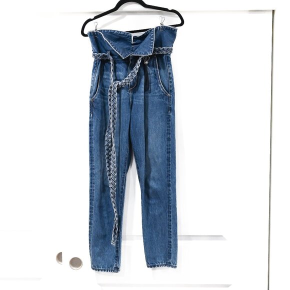 Tortoise Size 24 Paperbag Belted Jeans in Wiser Wash - Picture 1 of 9